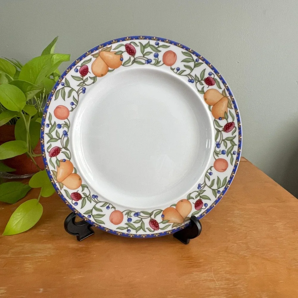 Dansk Fiance Fruits Dinner Plate 11 Inch Replacement Porcelain Fruit Vine Blue